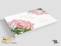 Custom Pink Hydrangea Bridal Shower Guest Book - Messages, Advice, Addresses, Gifts