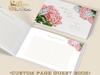 Custom Pink Hydrangea Bridal Shower Guest Book - Messages, Advice, Addresses, Gifts