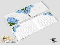 Custom Blue Hydrangea Bridal Shower Guest Book - Messages, Advice, Addresses, Gifts