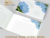 Custom Blue Hydrangea Bridal Shower Guest Book - Messages, Advice, Addresses, Gifts