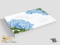 Custom Blue Hydrangea Bridal Shower Guest Book - Messages, Advice, Addresses, Gifts