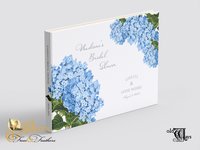 Custom Blue Hydrangea Bridal Shower Guest Book - Messages, Advice, Addresses, Gifts