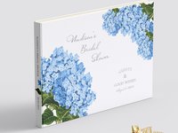 Custom Blue Hydrangea Bridal Shower Guest Book - Messages, Advice, Addresses, Gifts