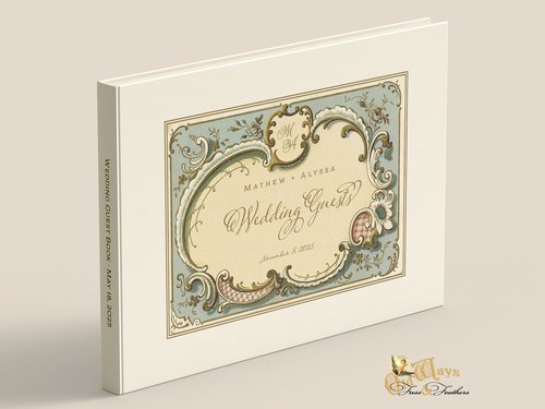 Personalized Vintage Style Wedding Guest Book in a Variety of Colors