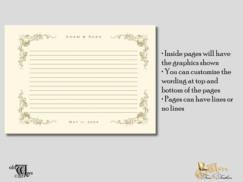 Personalized Vintage Style Wedding Guest Book in a Variety of Colors