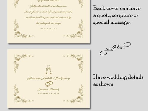 Personalized Vintage Style Wedding Guest Book in a Variety of Colors