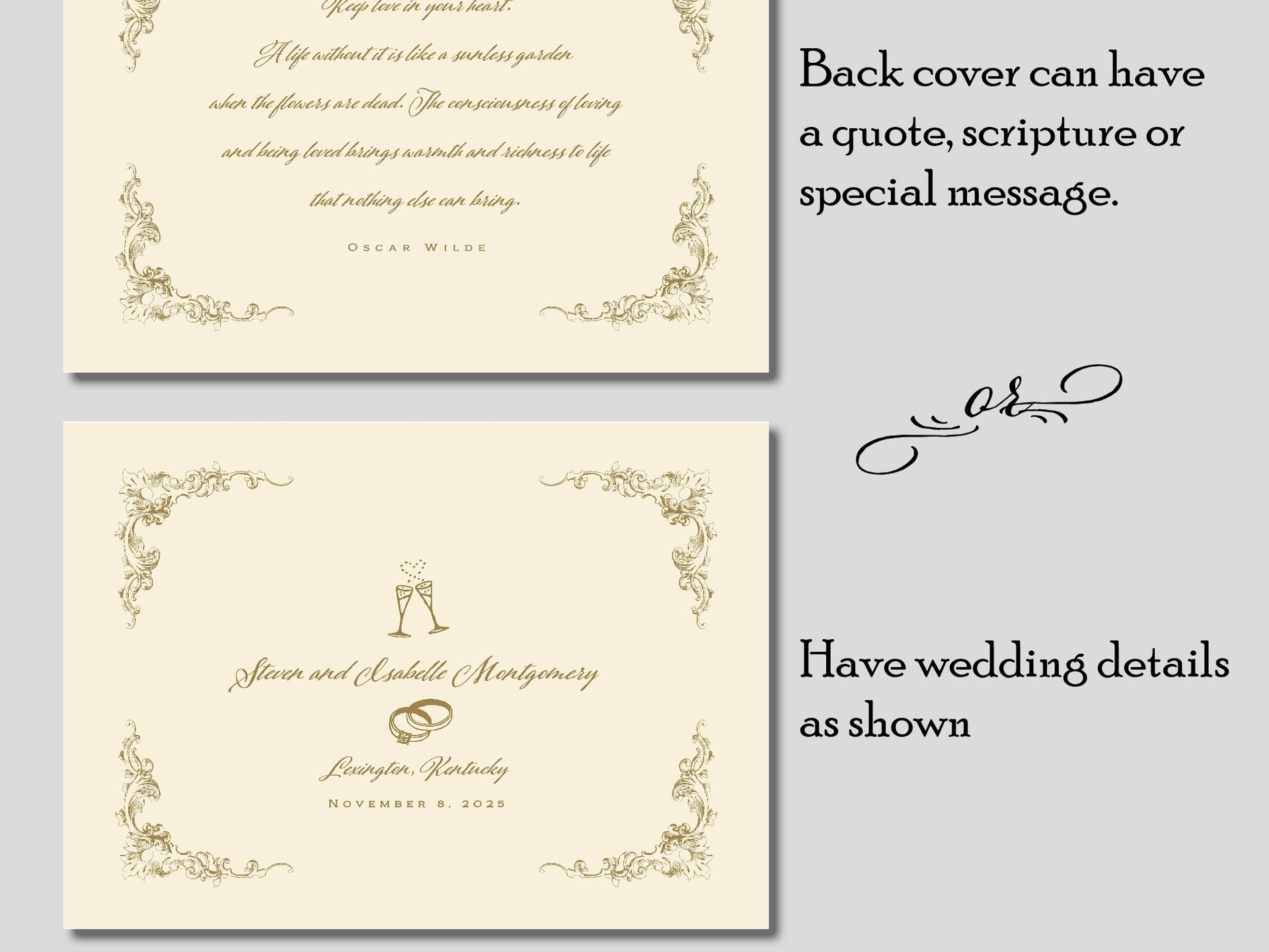 Personalized Wedding Guest Book - Vintage Blue & Ivory - Victorian Antique Design with Custom Pages