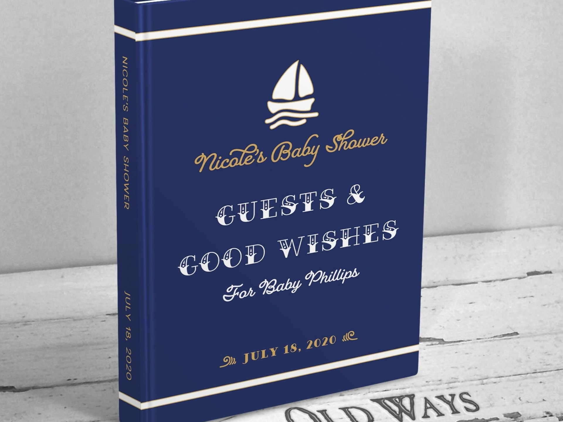Nautical Baby Shower Guest Book - Sailboat or Anchor - Personalized Vintage Style