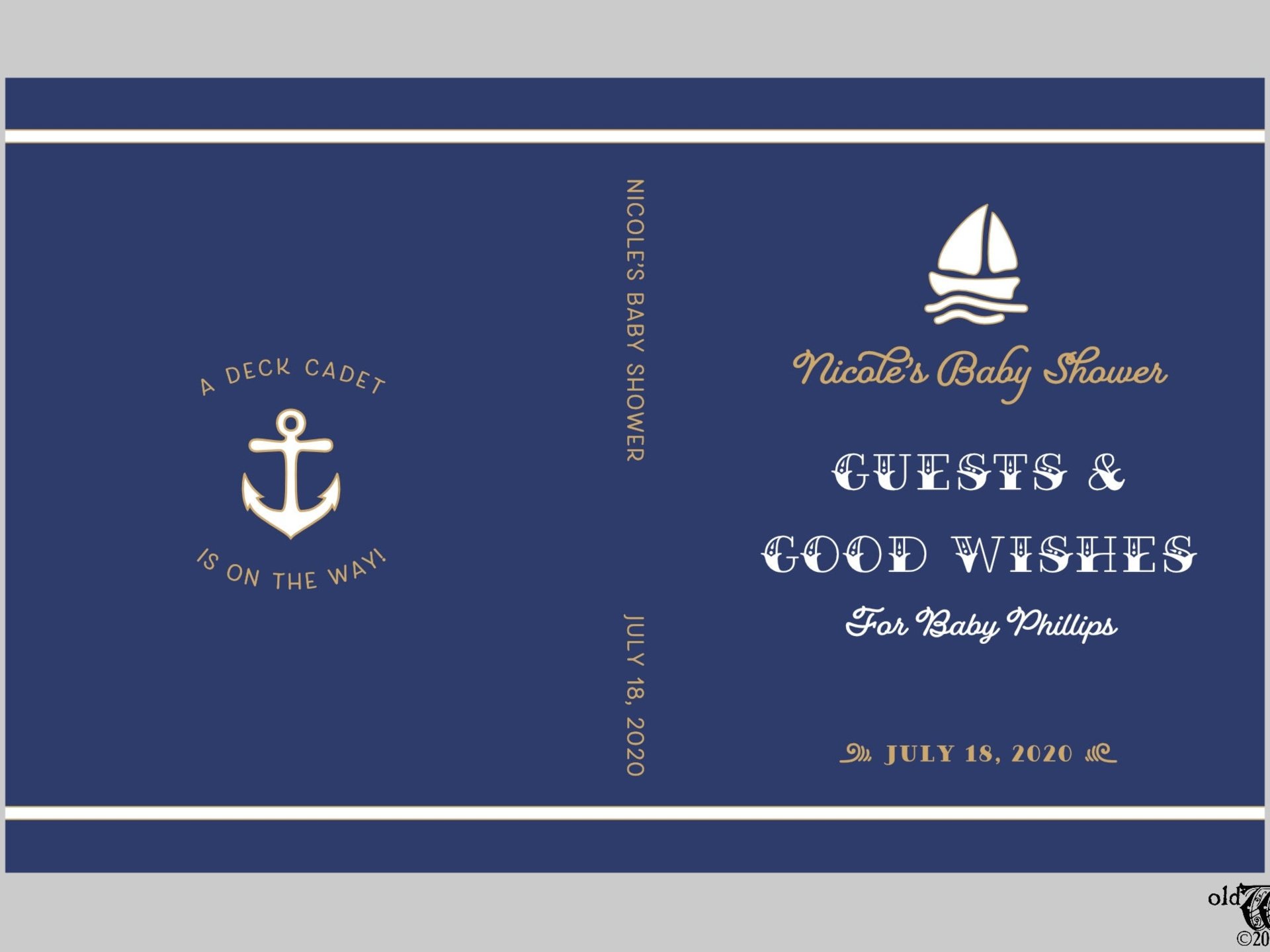 Nautical Baby Shower Guest Book - Sailboat or Anchor - Personalized Vintage Style