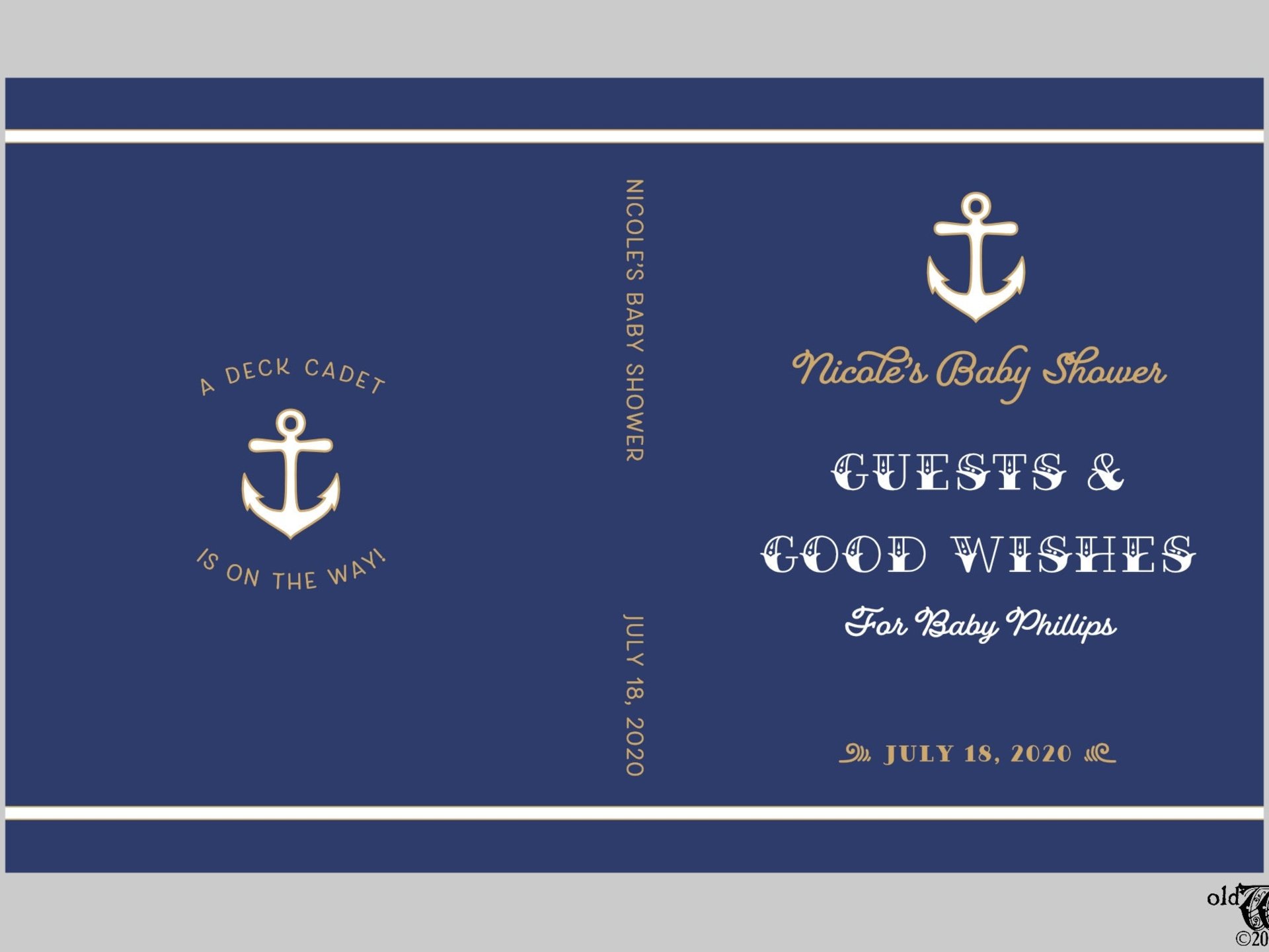 Nautical Baby Shower Guest Book - Sailboat or Anchor - Personalized Vintage Style
