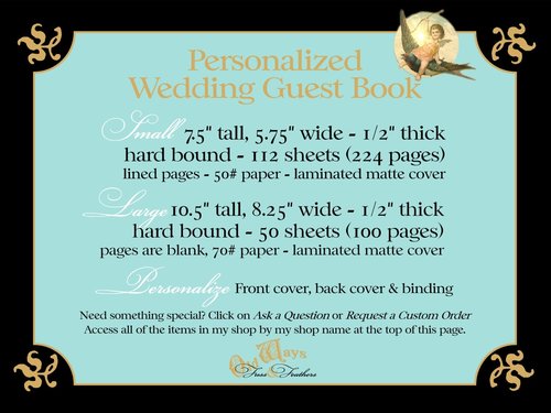 Personalized Vintage Style Wedding Guest Book - Blank Book in Choice of Four Colors