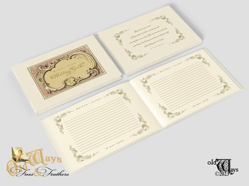 Personalized Vintage Style Wedding Guest Book in a Variety of Colors