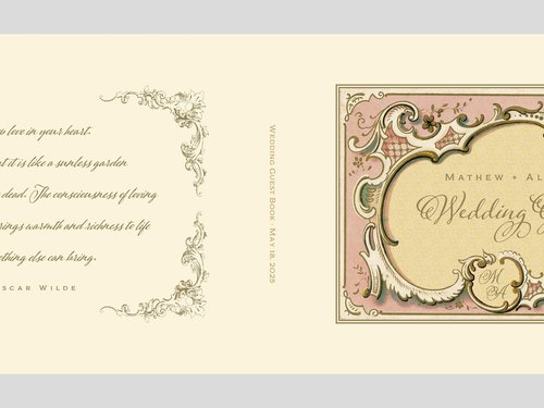 Personalized Vintage Style Wedding Guest Book in a Variety of Colors