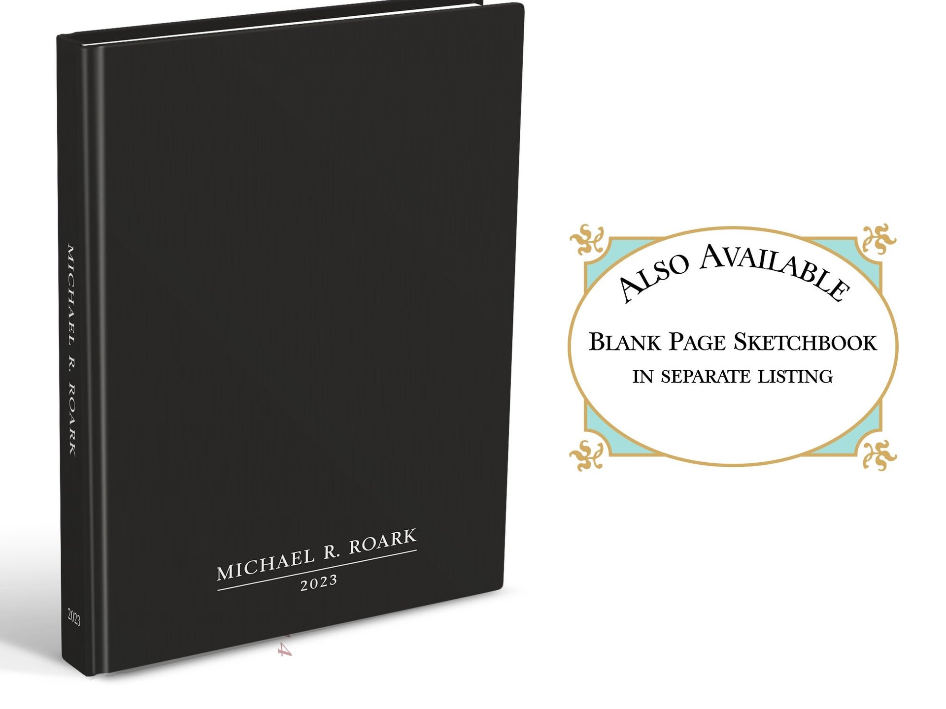 Classic Black Journal Personalized with Name & Monogram or Quote