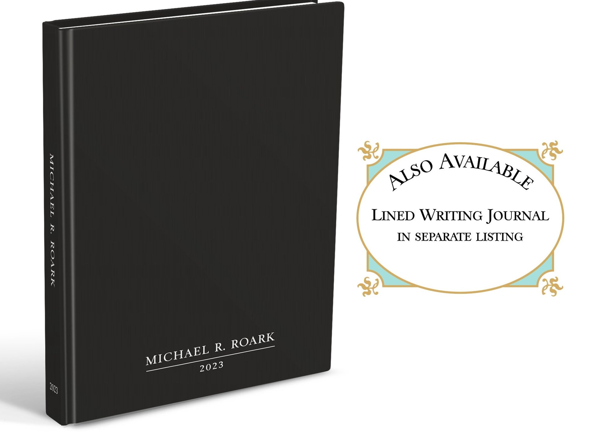 Classic Men's Blank Page Book in Black  - Personalized Freeform Journal or Sketchbook