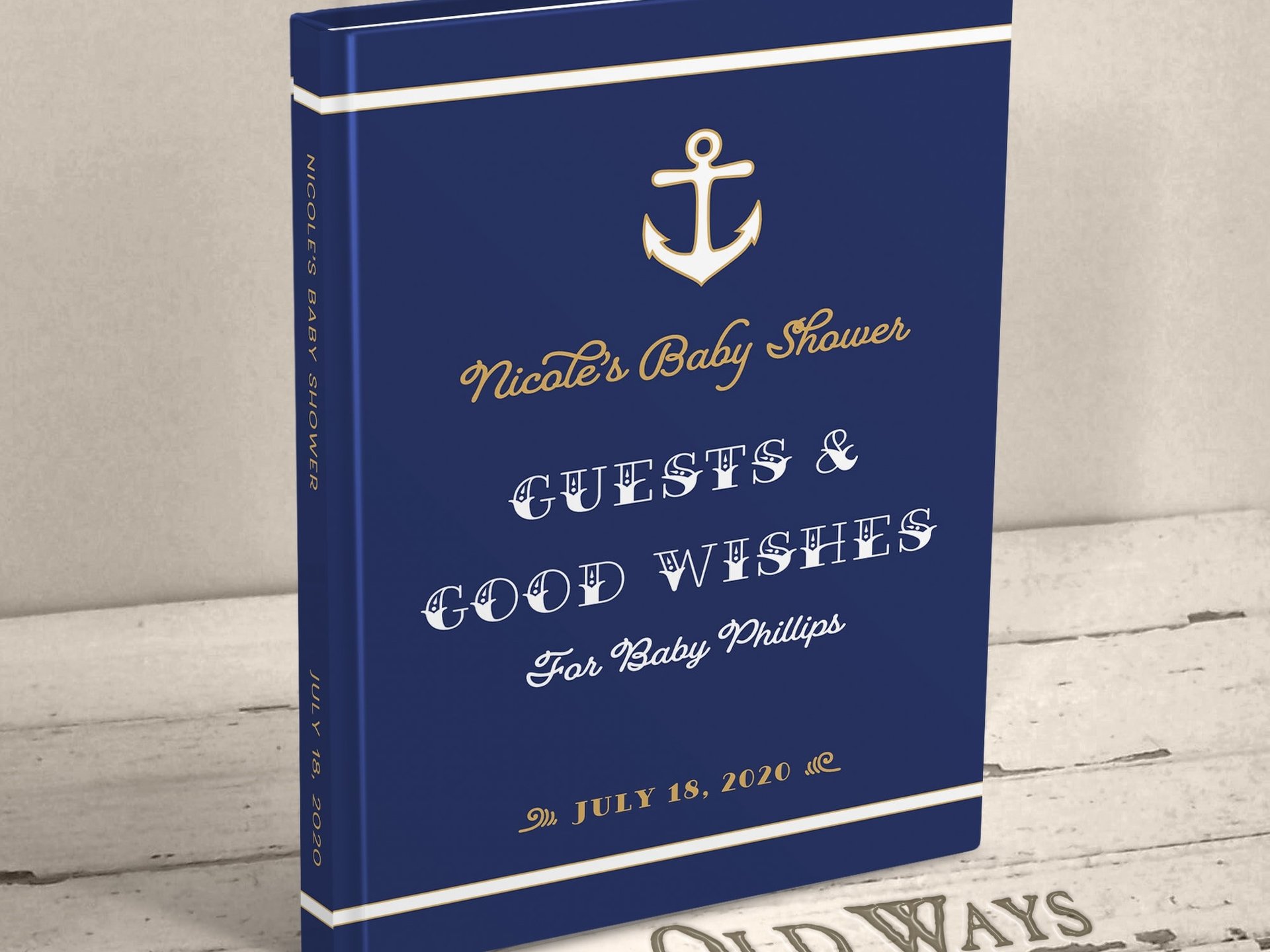 Nautical Baby Shower Guest Book - Sailboat or Anchor - Personalized Vintage Style