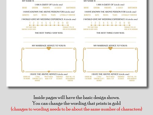 Wedding Guest Book with Mad Libs Pages - Personalized Vintage Style Prompted GuestBook
