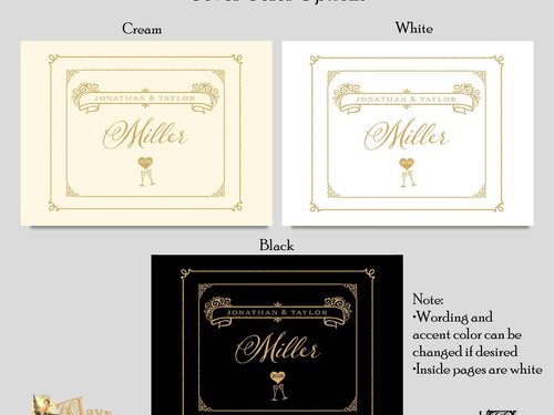 Wedding Guest Book with Mad Libs Pages - Personalized Vintage Style Prompted GuestBook