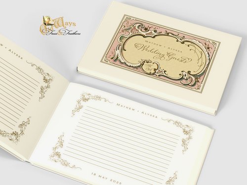 Personalized Vintage Style Wedding Guest Book in a Variety of Colors