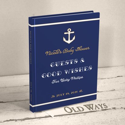 Nautical Baby Shower Guest Book - Sailboat or Anchor - Personalized Vintage Style