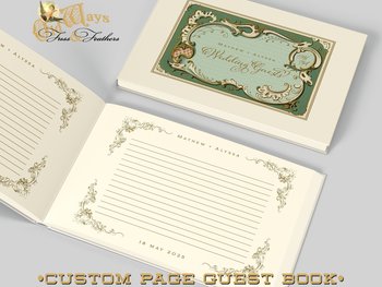 Personalized Wedding Guest Book - Antique Style, Emerald Green