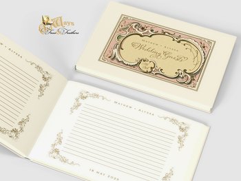 Personalized Vintage Style Wedding Guest Book in a Variety of Colors