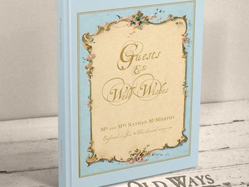 Personalized Vintage Style Wedding Guest Book - Blank Book in Four Colors