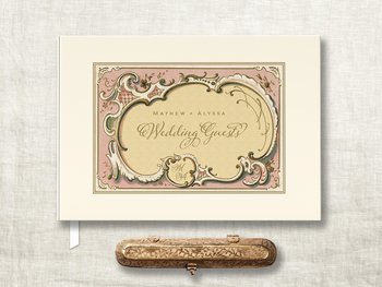 Personalized Vintage Style Wedding Guest Book in a Variety of Colors
