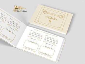 Wedding Guest Book with Mad Libs Pages - Personalized Vintage Style Prompted GuestBook